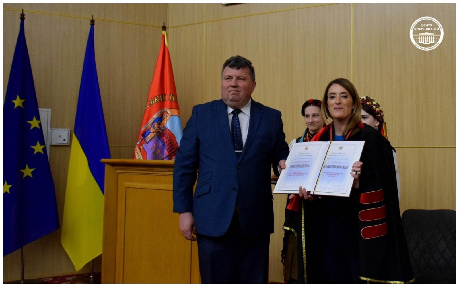 Голова Європарламенту Роберта Мецола стала Почесним доктором столичного університету