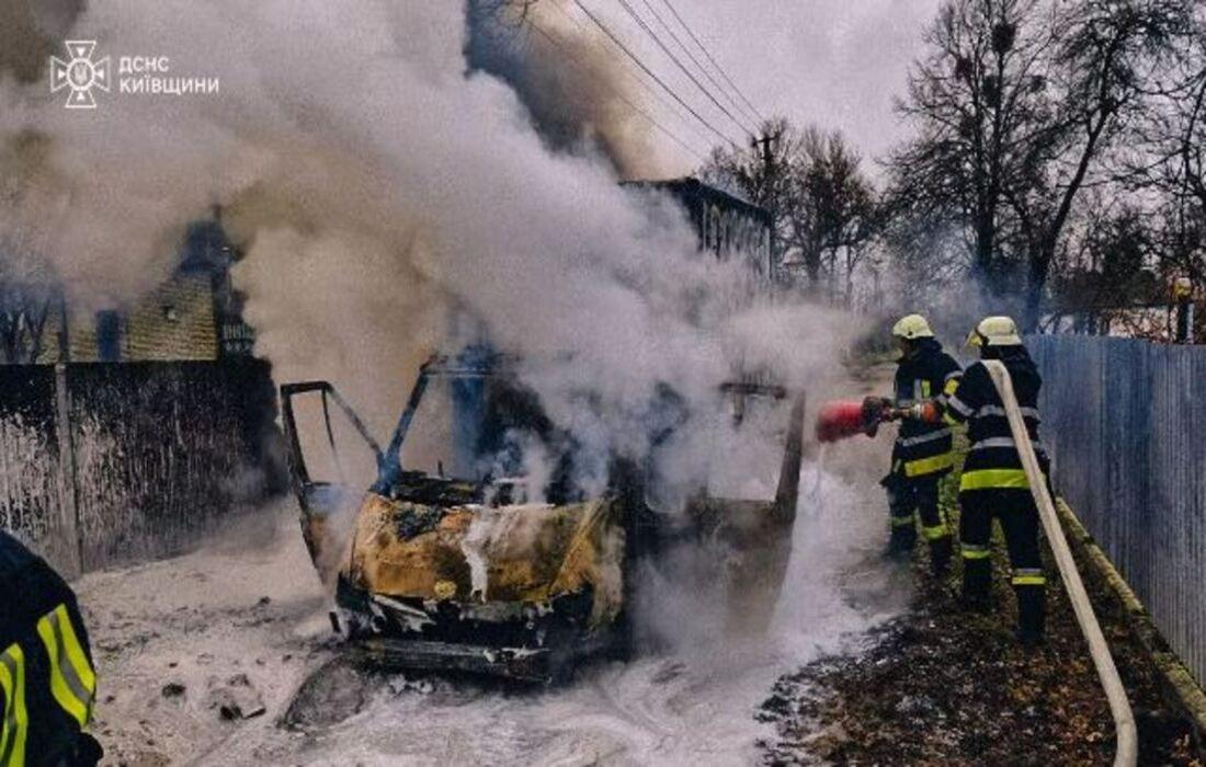 На Броварщині сталася масштабна пожежа: вантажівка знищена вогнем