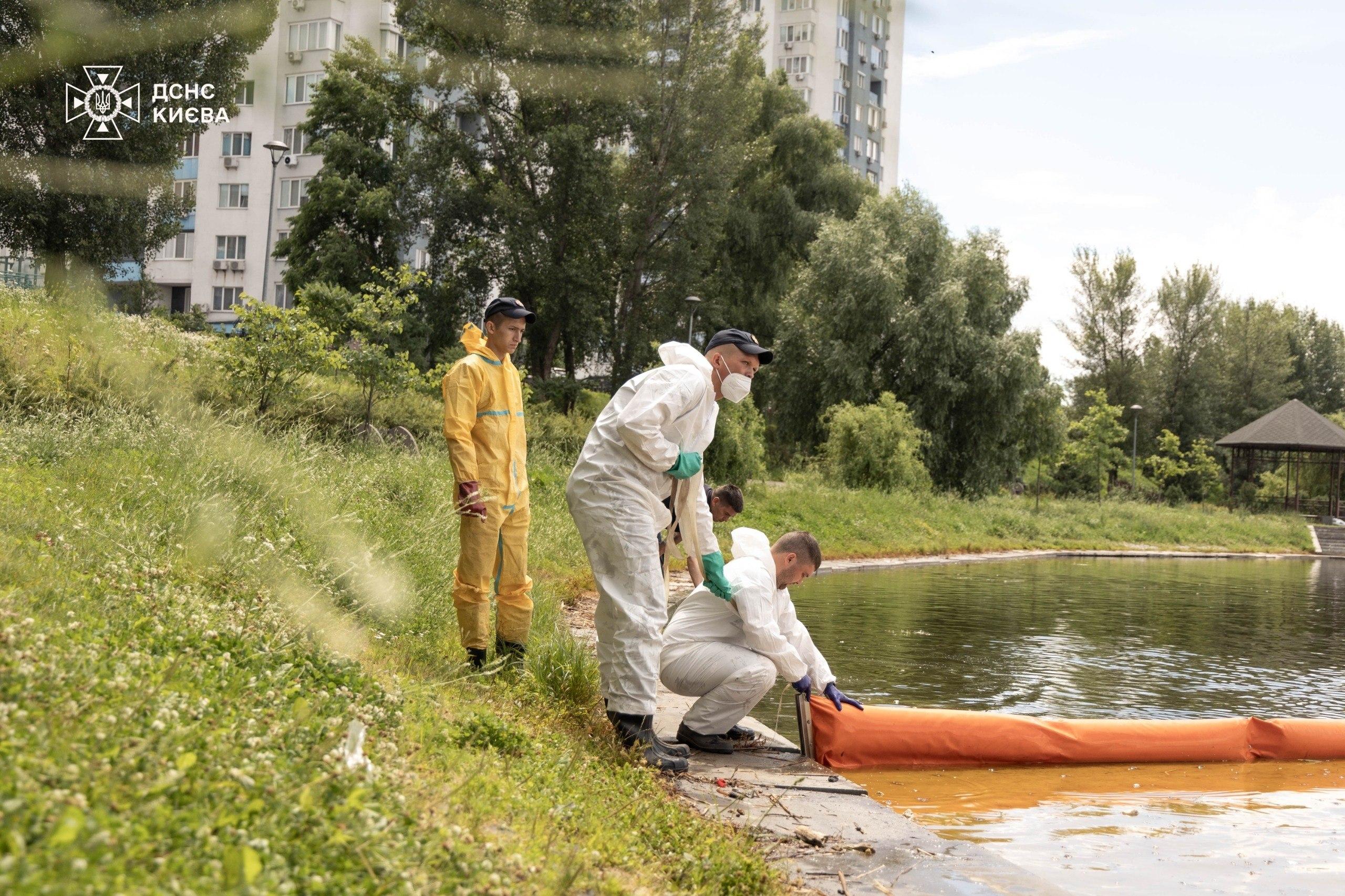 На Кирилівському озері вже зібрали 294 кубометри нафтопродуктів