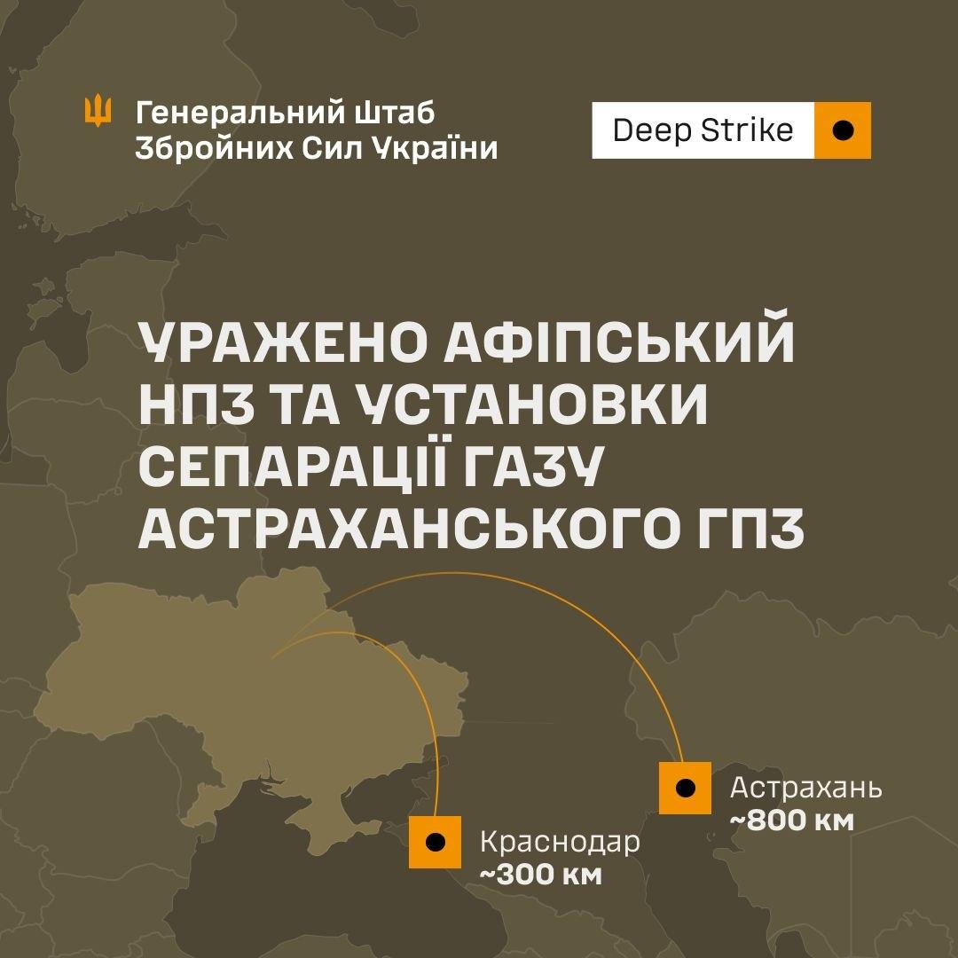 Сили оборони уразили Афіпський НПЗ та установки Астраханського газопереробного заводу